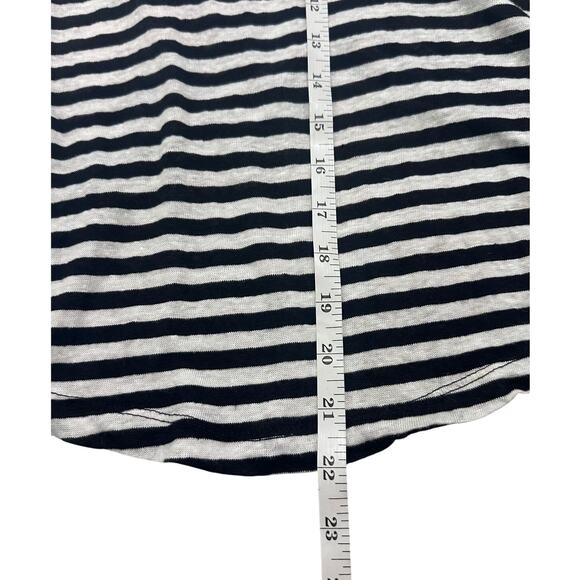 A.L.C. Top Black Stripe Pullover Crew Criss Cross Back 100% Linen, Womens XS - Picture 6 of 7